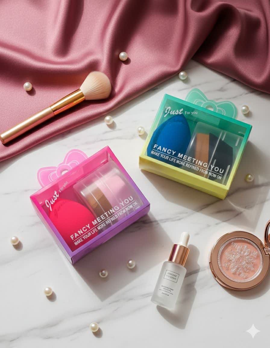 پک 2 تایی پد تخم مرغی و براش کرم پودر